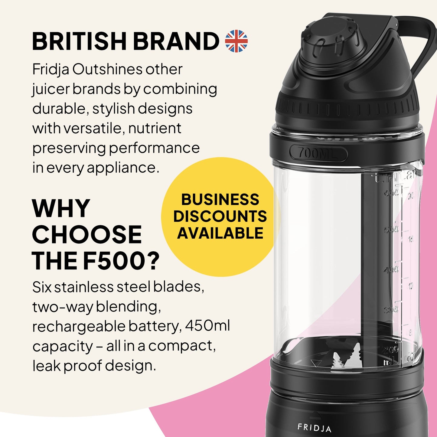 Violet Quinn | Fridja F500 Portable Blender – Smoothies, Shakes & On-the-Go Nutrition