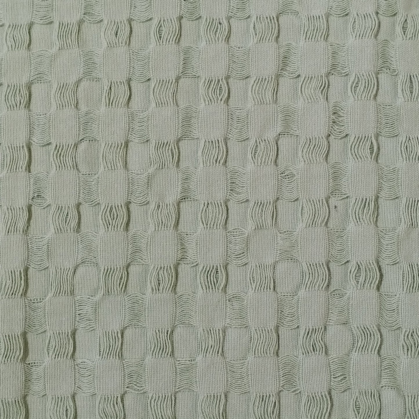 Violet Quinn Florian Checked Throw Blanket — Sage Green Cotton Bedspread (180 x 250 cm)