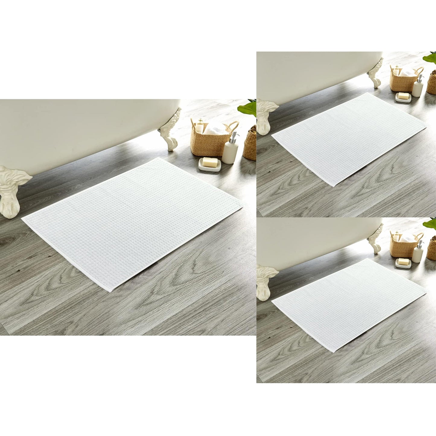 Pack of 3 Luxe Ultra-Soft Deep Cotton Pile Bathmats Handcrafted Eco-Friendly Absorbent Quick-Drying Premium Cotton Rug for Bathroom Decor by OLIVIA ROCCO