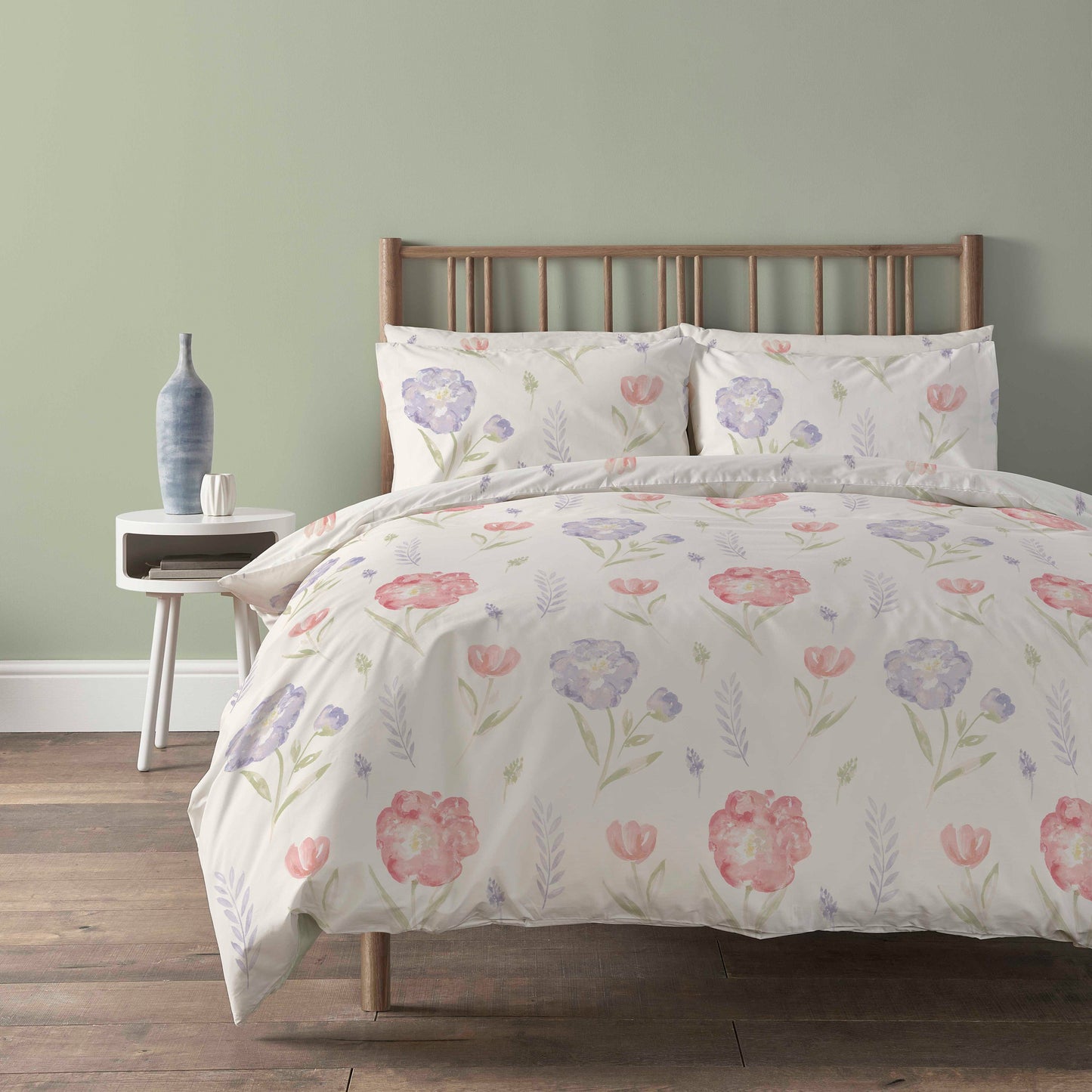 Meadow Natural Duvet Cover Set Super Soft Printed Floral Bedding with Pillow Case Easy Care Quilt Set by OLIVIA ROCCO