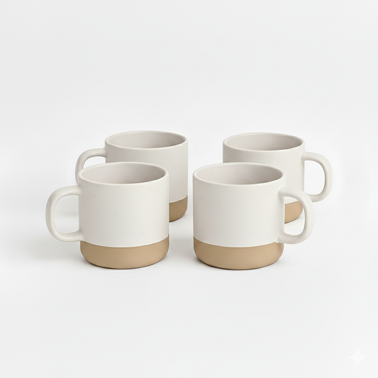 Violet Quinn White Speckled Stoneware Coffee Mugs – 355ml (12oz) 4-Pack