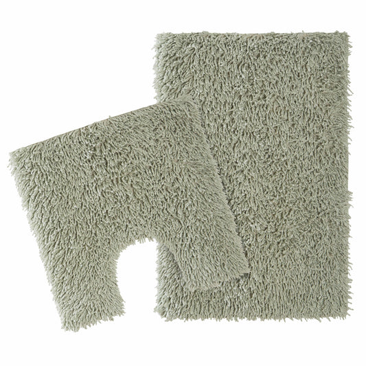 Violet Quinn Como 2 Piece Sage Green Bath Mat & Pedestal Set